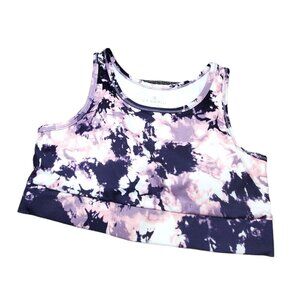 Danskin Crackle Sprts Bra Dusted Lilac Sz L Purple Pink 4 Way Stretch Longline